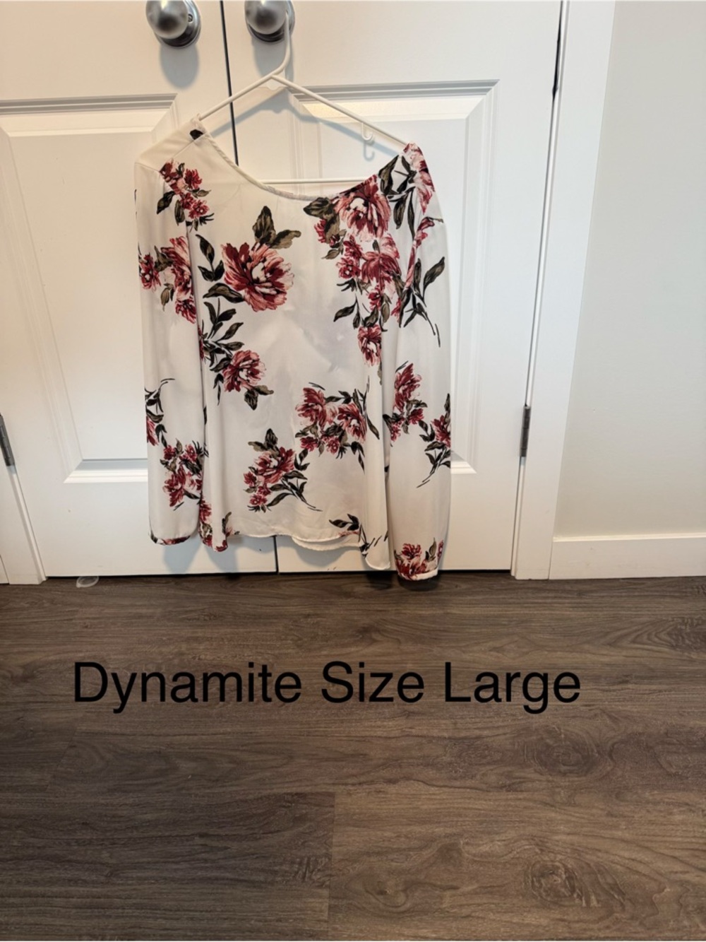 Dynamite White Blouse with Rose Print